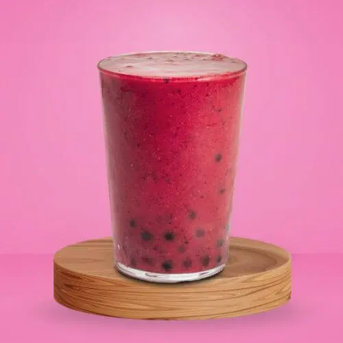 Strawberries, red berries and apple juice.