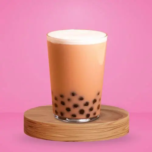 Red tea without theine, oat milk and honey.