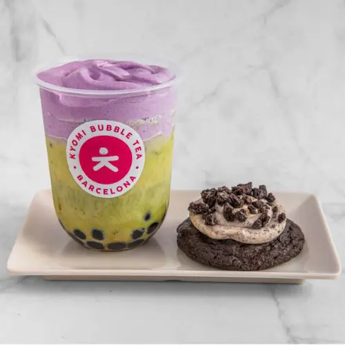 Matcha with taro mousse